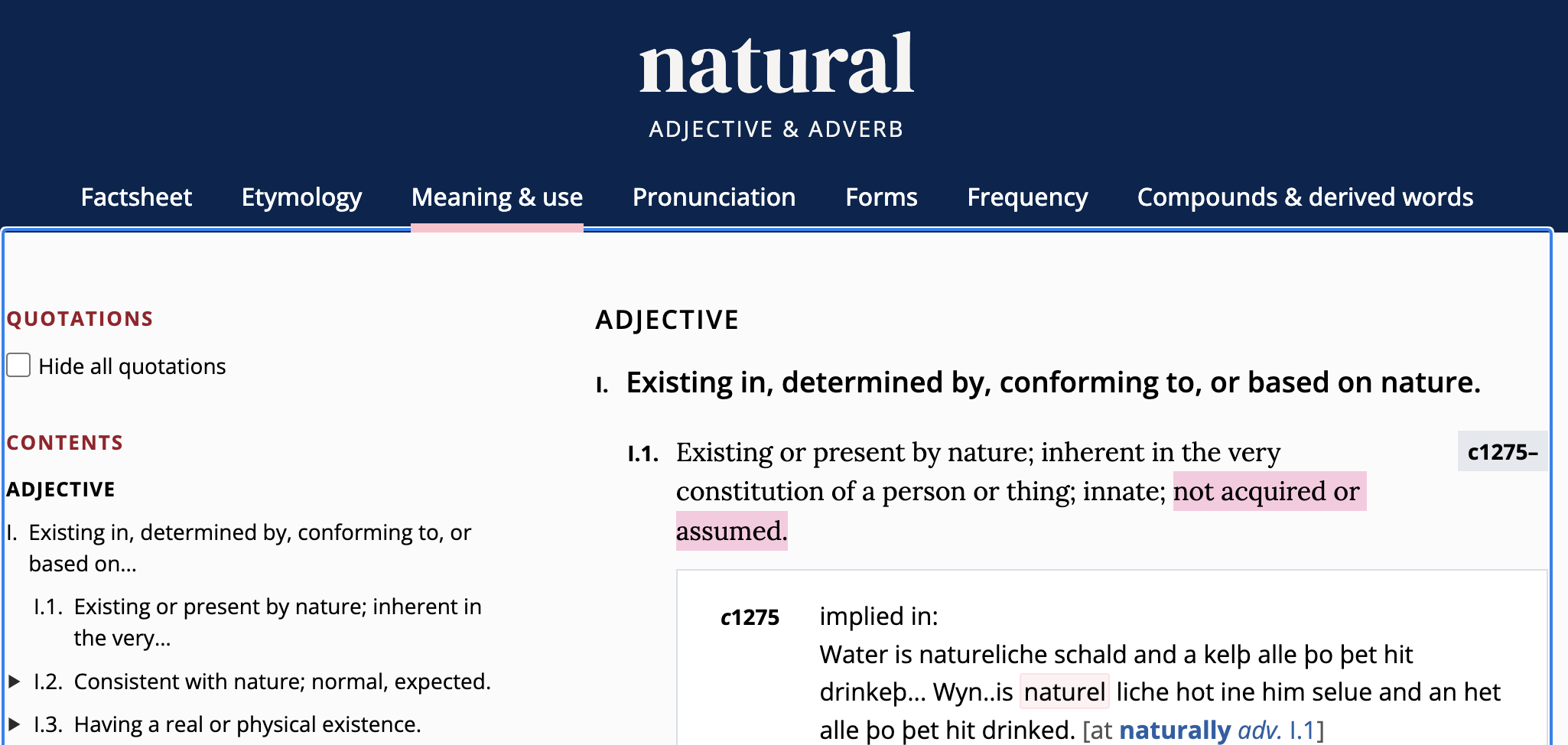 definition of natural in Oxford English Dictionary